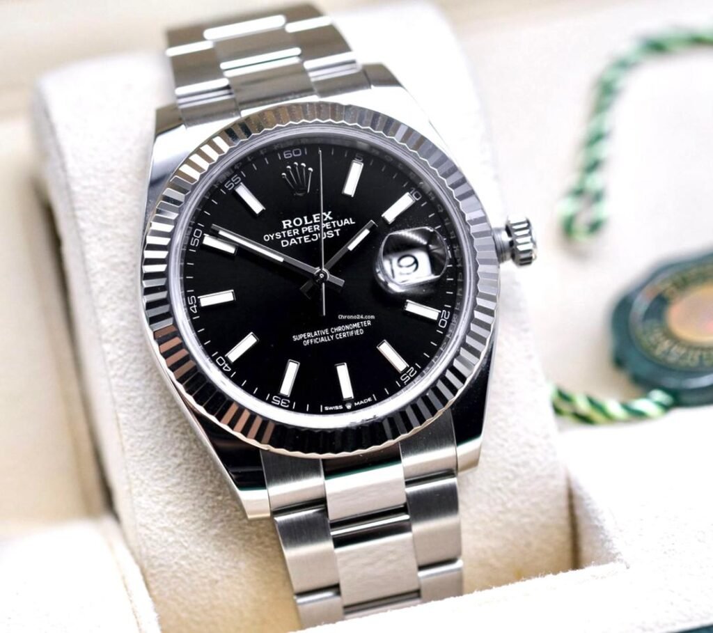 rolex-datejust-silver-black-dial-watch-trade
